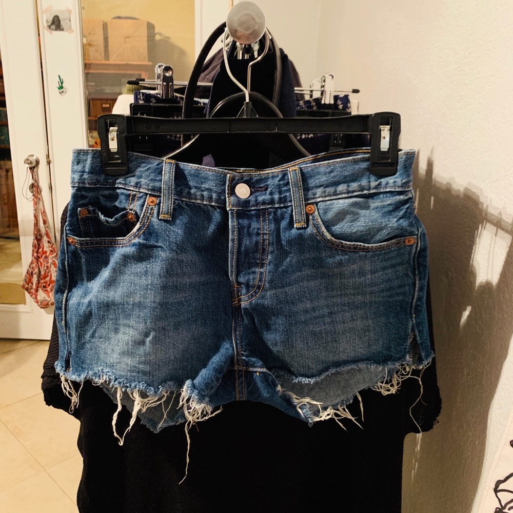 Levis midrise shorts, Classic blue denim
